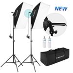 CRAPHY Upgraded 20×28″ Photo Studio Softbox Lights Auto Pop-Up Continuous Lighting Kit for Professional Photography Portrait Video Shooting (700W 5500K Bulbs + 80″ Tall Light Stand)