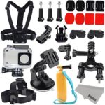 Kupton Accessories for Xiaomi 4K/ Yi 4K+/Yi Lite, Xiaoyi 4K Waterproof Housing Case+ Head Strap+ Chest Harness+ Car Suction Cup+ Bike Handlebar Mount+ Floaty Handle Action Camera Starter Kit