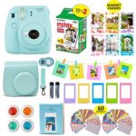 Fujifilm Instax Mini 9 ICE BLUE Camera + 20 Instant Film Twin Pack, + Instax Case + 14 PC Instax Accessories Bundle Kit. Includes; Albums, 4 Color Lenses, Selfie Lens, Frames + 60 Stickers by Shutter