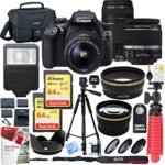 Canon T6 EOS Rebel DSLR Camera with EF-S 18-55mm f/3.5-5.6 IS II and EF 75-300mm f/4-5.6 III Lens and Two (2) 64GB Memory Cards Plus Triple Battery Accessory Bundle