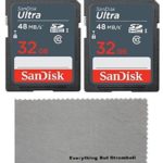 2 Pack SanDisk 32 GB Class 10 SDHC Flash Memory Card for Bestguarder HD IP66 Infrared Night Vision Game & Trail Hunting Scouting Ghost Camera – W/ Everything But Stromboli ™ MicroFiber Cloth