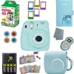 Fujifilm Instax Mini 9 Instant Camera – 10 Pack Accessory Camera Bundle – 20 Instax Film – Camera Case – Instax leather Album – 4 AA Rechargeable Batteries & Charger – And Much More (1 Year Warranty)