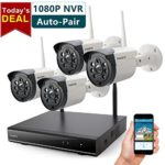 ONWOTE 1080P HD NVR Outdoor Wireless Security Camera System WiFi, 4 Pcs 960P HD 1.3 Megapixel Night Vision Video Surveillance Cameras, NO Hard Drive (Built-in Router, Auto Pair)