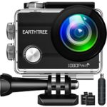Earthtree Action Camera FHD 1080P 12MP Underwater Cam WiFi Sports Camera with 170°Wide Angle, Waterproof 30m, 2 Rechargeable Batteries (1050mAh) included with Multiple Mounting Kits