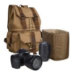 S-ZONE Canvas DSLR SLR Camera Shoulder Bag Backpack Rucksack Bag with Waterproof Rain Cover for Sony Canon Nikon Olympus