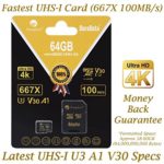 64GB Micro SD SDXC Memory Card Plus Adapter Pack (Class 10 U3 UHS-I V30 A1 MicroSD XC Extreme Pro) Amplim 64 GB Ultra High Speed 667X 100MB/s UHS-1 TF MicroSDXC 4K Flash – Cell Phone, Drone, Camera