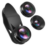 AMIR 3 in 1 HD Camera Lens Kit, 0.65X Super Wide Angle Lens & 15X Macro Lens & 230 Degree Fisheye Lens, Clip on Cell Phone Lens for iPhone 8, 7 Plus / 7 / 6s Plus / 6s/ Samsung and Smartphones