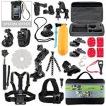 Kit For GoPro Accessories Session Hero 3-4-5 Go Pro sj4000 sj5000 Equipment Case Bundle Bag Pack – Selfie Stick Pole Tripod Gear Grip Mount Suction Cup With Waterproof case – Just Add Summer