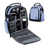 Portable Camera Backpack for DSLR / SLR (Blue) by USA Gear with Customizable Accessory Dividers, Weather Resistant Bottom, Comfortable Back Support for Canon EOS T5 / T6 – Nikon D3300 / D3400 and More
