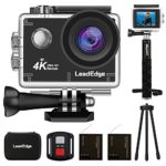 LeadEdge Action Camera 4K WiFi Ultra HD Sports Video Cam Waterproof DV Underwater Camcorder 4K/30FPS 1080P/60FPS 30M Diving 170° Wide Angle Remote Control /Monopod/Tripod/Carrying Case/2 Battery