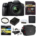 Panasonic LUMIX DMC FZ300 4K, Point and Shoot Camera with Leica DC Lens 24X Zoom Black + Polaroid Accessory Kit + 32GB Class 3 SD Card + Ritz Gear Bag + Spare Battery + Filter + Cleaning Kit + More