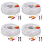 WildHD 4x150ft All-in-One Siamese BNC Video and Power Security Camera Cable BNC Extension Wire Cord with 2 Female Connetors for All HD CCTV DVR Surveillance System (White)