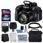 Canon PowerShot SX60 HS Digital Camera + Flash + Extra Battery + HDMI Cable + 32GB Class 10 Card Complete All You Need Deluxe Accessory Bundle And Much More