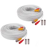 WildHD 2x200ft All-in-One Siamese BNC Video and Power Security Camera Cable BNC Extension Wire Cord with 2 Female Connetors for All HD CCTV DVR Surveillance System (200ft 2pack Cable, White)