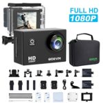 Action Camera HD 1080P Underwater Sports Camera 12MP Waterproof Camera Full Camcorder with 2 x 1050mAh Batteries, Portable Handbag and Outdoor Accessories Kits for Bike, helmet, drone, kids, ski