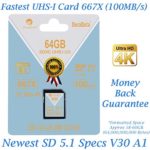 Amplim 64GB SDXC SD Card (V30 A1 U3 UHS-I Class 10 Extreme Pro) 64 GB Ultra High Speed 667X 100MB/s UHS-1 XC Flash Memory Storage for HD/UHD/4K Videos – Camera, Computer, Camcorder. 64G New Feb 2018