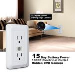 Fuvision Electrical Outlet Hidden Spy Camera Pir Motion Activated DVR 1080P FHD Covert Nanny Camera Recorder With Up To 15 Day Battery Life and 16GB SD Card Home Security Video Surveillance Spy DVR