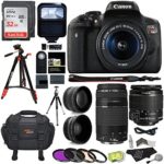 Canon EOS Rebel T6i 24.2 MP Digital SLR Camera 18-55mm STM Lens + Canon EF 75-300mm f/4-5.6 III Lens + RitzGear .43x HD Wide Angle Lens & 2.2X Telephoto Lens + Sandisk 32GB + Tripod + Accessory Bundle