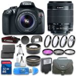 Canon EOS T6 DSLR Camera Bundle with Canon EF-S 18-55mm IS II Lens + Wideangle Lens + Telephoto Lens + 32 GB SD Card + 3 PC Filter Kit – International Version