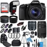 Canon EOS 80D DSLR Camera + Canon EF-S 18-55mm + Canon EF 75-300mm Lens + 0.43 Wide Angle & 2.2 Telephoto Lens + Macro Filter Kit + 64GB Memory Card + DigitalAndMore PRO Accessory Bundle