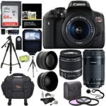 Canon EOS Rebel T6i Digital SLR EF-S 18-55mm IS STM Lens + Canon EF-S 55-250mm + Polaroid 58mm .43x Wide Angle & 2.2X Lenses + 64GB Memory Card+ Tripods + 58mm Filter + Accessory Kit