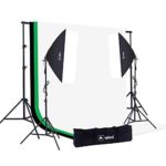 Upland Softbox Lighting Kit for Photo, Photography and Video Studio, 2 Softbox (20×28″) + Backdrop Support Stand (6.6x10FT) + 3 Backdrops (6×9.2FT)