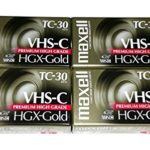 Maxell VHS-C TC-30 HGX Gold Blank Cassettes – Pack of 4 Cassettes