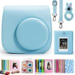 CAIUL 7 in 1 Fujifilm Instax Mini 8 8+ 9 Instant Film Camera Accessories Bundles (Blue Instax Mini 8 Case/ Mini Album/ Close-up Selfie Lens/Color Filters/ Wall Hang Frames/film Frame/ Film Stickers)