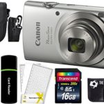 Canon PowerShot ELPH 180 20MP 8x Zoom Digital Camera (Silver) + 16GB Card + Reader + Case + Accessory Bundle