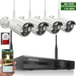 OOSSXX 8-Channel HD 1080P Wireless Network/IP Security Camera System(IP Wireless WIFI NVR Kits),4Pcs 960P Megapixel Wireless Indoor/Outdoor IR Bullet IP Cameras,P2P,App,1TB HDD
