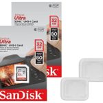 Lot of 2 SanDisk Ultra 32GB Class 10 SDHC UHS-I Memory Card Up to 80MB, Grey/Black SDSDUNC-032G-GN6IN Pack + ( 2 Jewel Cases )