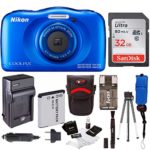 Nikon Coolpix W100 Rugged Digital Camera w/ Memory Card & Accessory Bundle (32 GB, Blue)