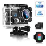 Action Camera, ONEDAY UHD 4K/30fps 16MP WiFi 2″ LCD 30m Waterproof 4X Zoom Underwater Camera with EIS,Remote Control, 170° Wide Angle, 2 Rechargeable Batteries and 24 Mounting Accessories Kit (Black)