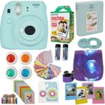 Fujifilm Instax Mini 9 Camera Ice Blue + Accessories kit for Fujifilm Instax Mini 9 Camera Includes; Instant camera + Fuji Instax Film (20 PK) + Sky Camera Case + Frames + Selfie lens + Album And More