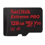 SanDisk Extreme PRO microSDXC Memory Card Plus SD Adapter up to 100 MB/s, Class 10, U3, V30, A1 – 128 GB (D132) (SDSQXCG-128G-GN6MA)