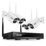 ZOSI 4CH 1080P HD WiFi NVR with (4) 1.0MP 720P HD Wireless Outdoor Indoor Home Security Camera System Support Smartphone Remote View NO Hard Drive, 100′ Night Vision
