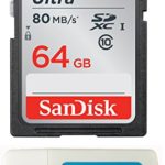 Canon EOS Rebel T5 Memory Card SanDisk SD Ultra SD Memory Card 80mb/s with Everything But Stromboli Memory Card Reader (64GB)