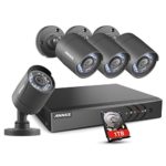 ANNKE 8 Channel Security Camera System 5-in-1 1080P lite H.264+  DVR with 1TB Surveillance Hard Disk Drive and (4) 1280TVL 1.0MP Weatherproof  HD-TVI Bullet Cameras with IR-cut Night Vision LEDs, Instant email alert with images