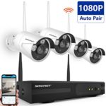 [Full HD]Wireless Security Camera System,SMONET 4CH 1080P Wireless Video Security System(NVR KITS),4pcs 1080P Wireless Indoor/Outdoor Wireless IP Cameras,P2P,65ft Night Vision,Easy Remote View,NO HDD