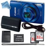 Canon PowerShot ELPH 190 Digital Camera (Blue) TWO 32GB Memory Cards + CANON PSC-2070 CASE + USB Cable + Canon Charger & Canon Battery, Strap + DigitalAndMore Microfiber Cloth (Professional Bundle)