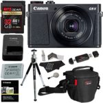 Canon PowerShot G9 X Mark II Digital Camera 20.2 MP Sensor & Wi-Fi (Black) + 32GB 2 Pack + Ritz Gear Case + Card Reader + Polaroid 8″ Tripod + Cleaning Kit + Screen Protector Bundle