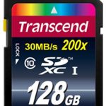 Transcend 128GB SDXC Class 10 Flash Memory Card Up to 30MB/s (TS128GSDXC10)