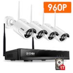 ZOSI 4CH 1080p HD NVR with 4 x 1.3 Megapixel 960P Wireless Outdoor Indoor IP Network Home Video Security Camera System 100ft Night Vision 1TB Hard Drive
