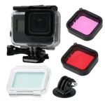 Gopro Hero (2018) / 6 / 5 Accessories with Underwater Waterproof Dive Protective Housing Case Bracket and GoPro Filter (Red + purple)