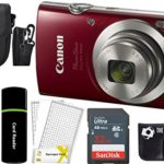 Canon PowerShot ELPH 180 20MP 8x Zoom Digital Camera (Red) + 32GB Card + Reader + Case + Accessory Bundle