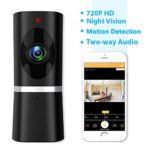 Wireless Security Camera, Takihoo WiFi IP Indoor Home Baby Pet Surveillance Camera Monitor 720P HD Motion Detection 2-Way Audio Night Vision 180 Wide Angle Fisheye P2P Remote View IR Camera Panoramic