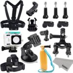 Kupton Accessories for Xiaomi Yi Action Camera Xiaoyi Waterproof Housing Case + Head Strap Mount + Chest Harness + Car Suction Cup+ Bike Handlebar Mount + Floating Hand Grip Sport Camera Starter Kit