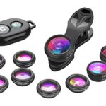 Apexel Phone Camera Lens-Macro Lens+Wide Lens+Fisheye Lens+Telephoto Lens+CPL/Flow/Radial/Star Filter+Kaleidoscope 3/6 Lens 10 in 1 Lens Kit +Remote Shutter for iPhone, Samsung,LG and Most Smartphones