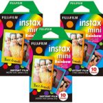 Fujifilm Instax Mini Instant Rainbow Film, 10 Sheets, 3 Value Set