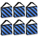 Neewer 6 Pack Black/Blue Sand Bag Photography Studio Video Stage Film Saddlebag for Light Stands Boom Arms Tripods